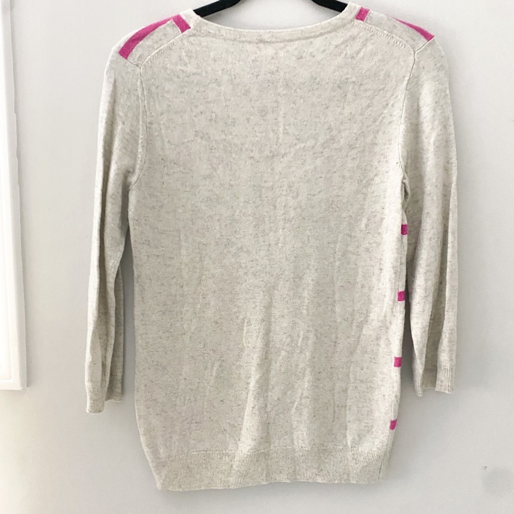J. Crew Windowpane shimmer sweater in hot pink and gray - Picture 2 of 4